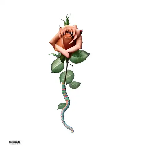 a rose with snake tattoo design idea
