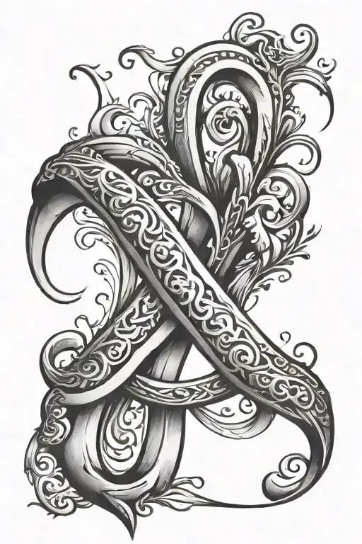 infinity sign with heart and letter L tattoo design idea