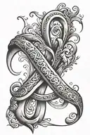 infinity sign with heart and letter L tattoo design idea