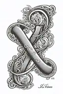 infinity sign with heart and letter L tattoo design idea