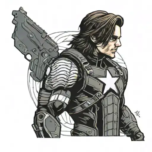 winter soldier arm sleeve tattoo design idea