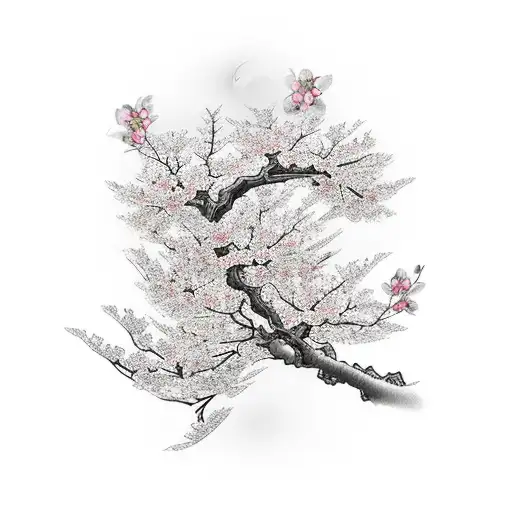 Japanese Cherry blossom with cross tattoo design idea