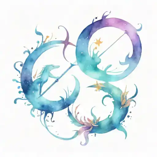 Sagittarius and Aquarius tattoo design idea