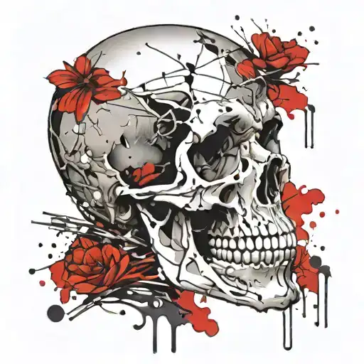 skull from side profile tattoo design idea