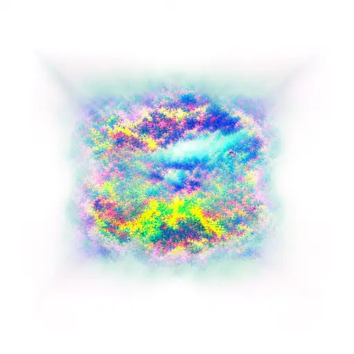 a view of the sky with two parrellel lines through which the space appears colourful tattoo design idea