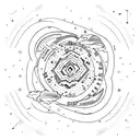 a view of the sky with two parrellel lines through which the space appears colourful tattoo design idea