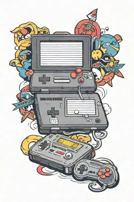 nintendo and sega genesis together tattoo design idea