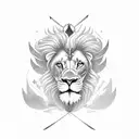 long sword in the middle  of the back bone with lion half face on the left side and wings on both sides tattoo design idea