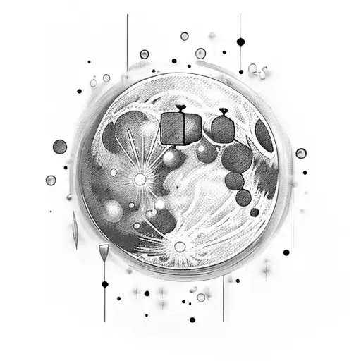 big moon with many bubbles around  tattoo design idea