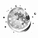 big moon with many bubbles around  tattoo design idea