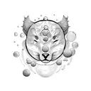 big moon with many bubbles around  tattoo design idea