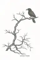 Odin's tree with a raven and runes, a raven sitting on a branch, runes above the tree  tattoo design idea