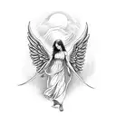 angel with money and basket ball tattoo design idea