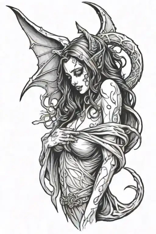 succubus kissing Grim Reaper tattoo design idea