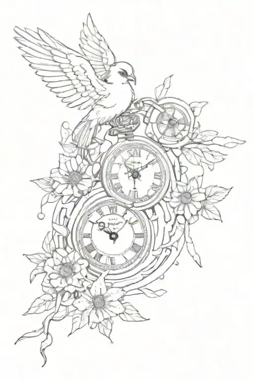 old pocket watch with chain, raf goggles and gloves, lightning tree, gianna sisters, my little pony, sun flower tattoo design idea