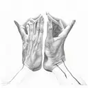 two black and white shadows touching at the hands and color exploding form that point tattoo design idea