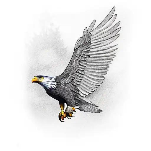 American Eagle Soaring with Nature Background  tattoo design idea