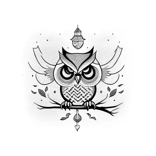 owl in the night  tattoo design idea