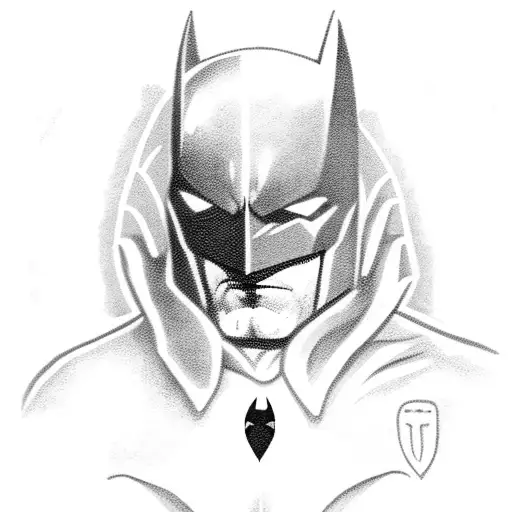 daddy as batman with 3 daughters and q son  tattoo design idea