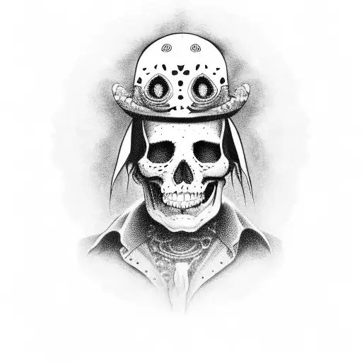 calavera con sombrero  tattoo design idea
