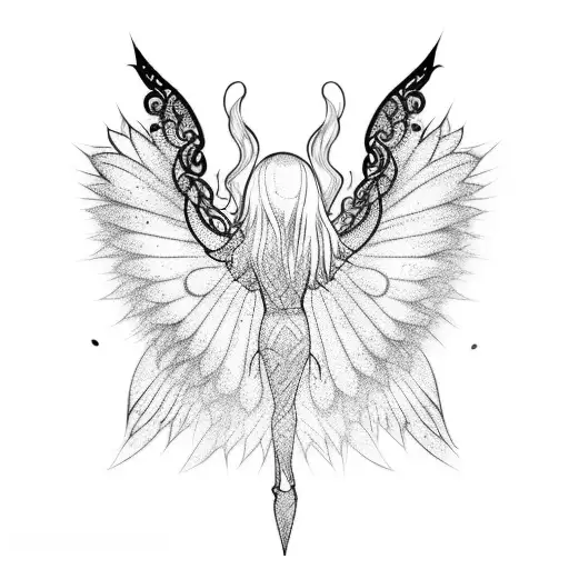 simple gothic fairy wings for back tattoo design idea