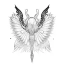 simple gothic fairy wings for back tattoo design idea
