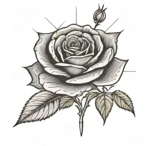rose  with 01061975 in roman numerals  tattoo design idea