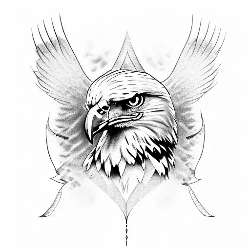 Eagle with open wings, static  tattoo design idea