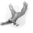 Eagle with open wings, flyiwing over, descending from sky  tattoo design idea