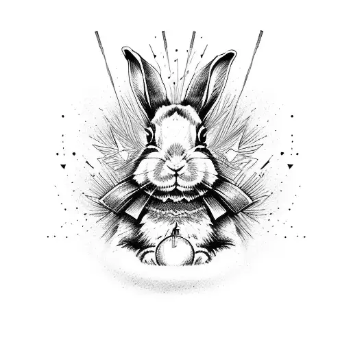 rabbit with fireworks tattoo design idea