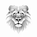 calm lion face with roman numeral clock and music tattoo design idea