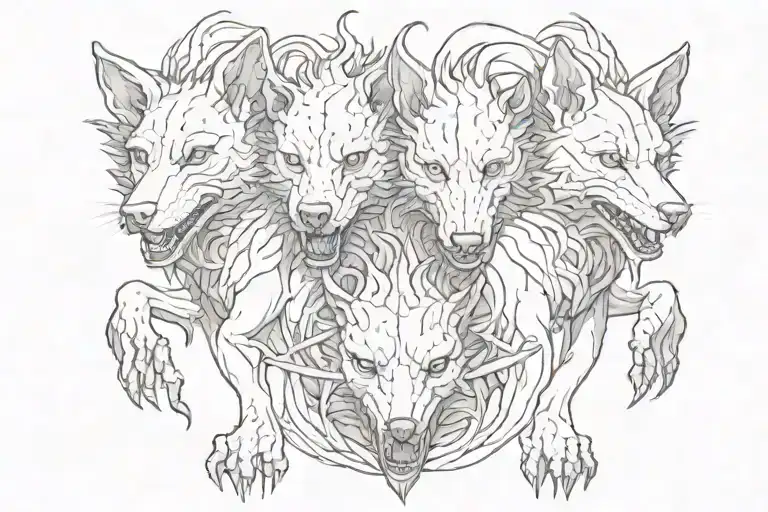 a three-headed dog that guards the exit from the underworld in Hades; the offspring of Typhon and Echidna. He prevents the dead from returning. tattoo design idea