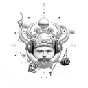 fishing dad and children tattoo design idea