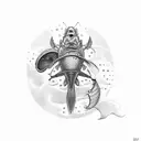 fishing dad and children tattoo design idea