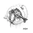 fishing dad and children tattoo design idea