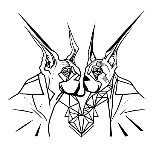 2 Doberman heads fighting  tattoo design idea