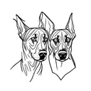 2 Doberman heads fighting  tattoo design idea