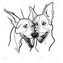 2 Doberman heads fighting  tattoo design idea