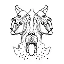 2 Doberman heads fighting  tattoo design idea