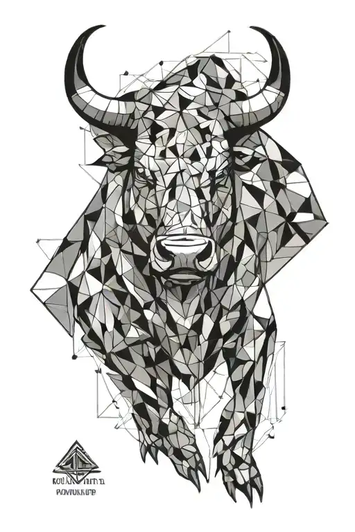 bull or bear geometric representation tattoo design idea