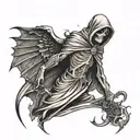 grim reaper, fallen angel tattoo design idea
