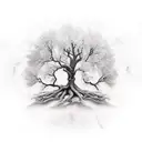 Marble with tree branches tattoo design idea