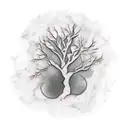 Marble with tree branches tattoo design idea