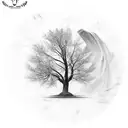 Marble with tree branches tattoo design idea