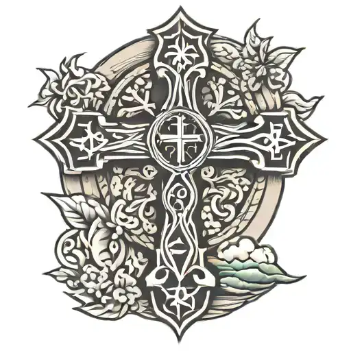 Camino de santiago cross and holy tattoo design idea