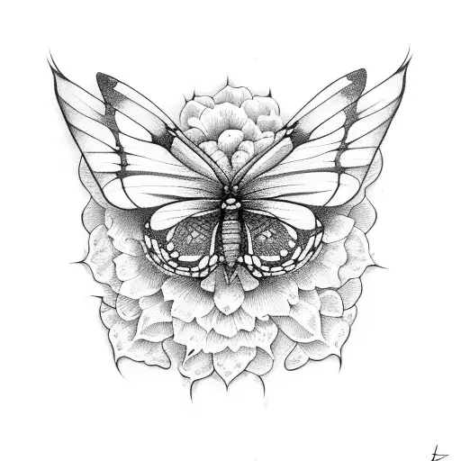 borboleta com flores  tattoo design idea