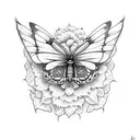 borboleta com flores  tattoo design idea