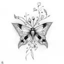 borboleta com flores  tattoo design idea