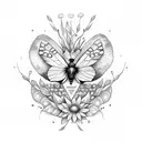 borboleta com flores  tattoo design idea