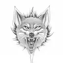 A cayote howling at the moon in the Bay area, surrounded by graffiti art of wildland fire fighters in action tattoo design idea